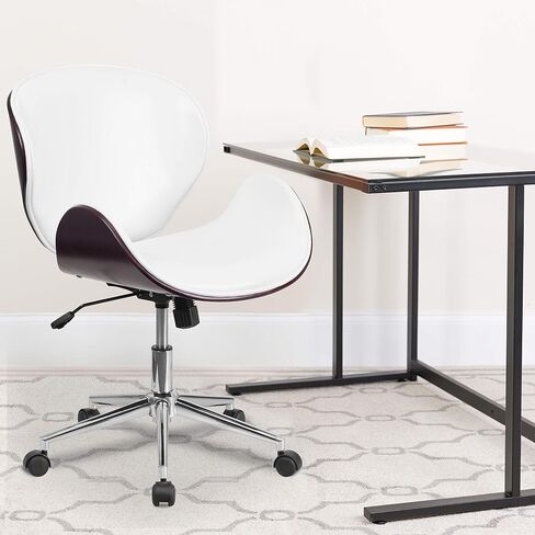 Flash Furniture Tana Mid-Back Walnut Wood Conference Office Chair in Black LeatherSoft in Saudi Arabia