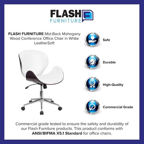 Flash Furniture Tana Mid-Back Walnut Wood Conference Office Chair in Black LeatherSoft in Saudi Arabia