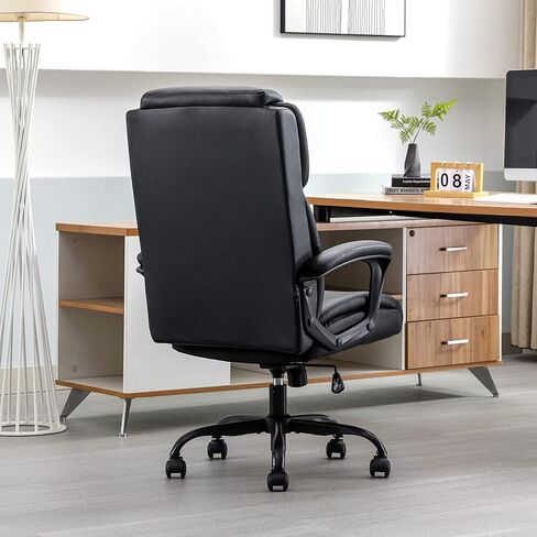 DYHOME كرسي مكتب مريح عالي الظهر مكتب كرسي أسود جلد مريح تنفيذي كرسي للمنزل مكتب كرسي قابل للتعديل مع عجلات مسند الذراع in Kuwait