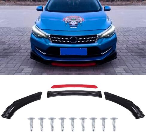 Universal Front Bumper Lip Body Kit ABS Glossy Black Front Lip Spoiler Diffuser Front Bumper Lip Spoiler Wing Body for Most vehicle in Kuwait
