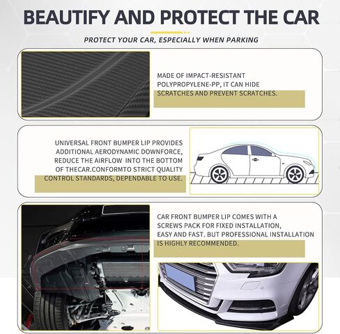 Universal Front Bumper Lip Body Kit ABS Glossy Black Front Lip Spoiler Diffuser Front Bumper Lip Spoiler Wing Body for Most vehicle in Kuwait