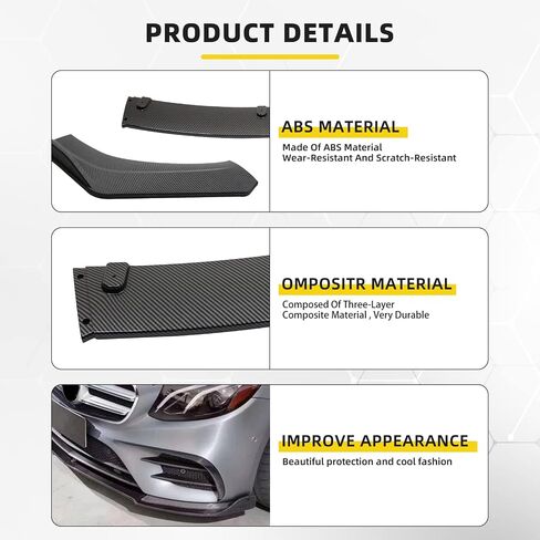 Universal Front Bumper Lip Body Kit ABS Glossy Black Front Lip Spoiler Diffuser Front Bumper Lip Spoiler Wing Body for Most vehicle in Kuwait