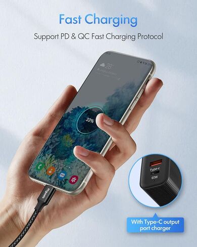 etguuds USB C to USB C Cable 12ft, 2Pack 60W Fast Charging Type C to C Cord in Kuwait