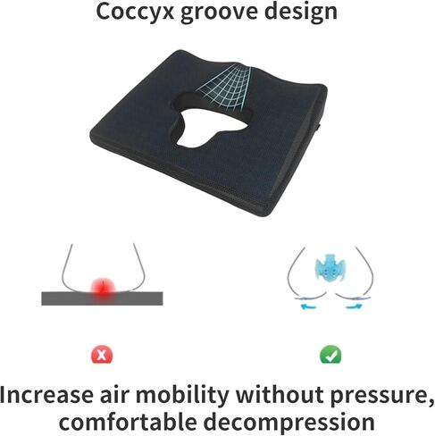 وسادة مقعد من إسفنج الذاكرة من الجل لآلام الورك، وتخفيف آلام الظهر والعصعص وعرق النسا، وسادة كرسي للشلل، والمستقرة، والسيارة، والكرسي المتحرك، وسرير عرق النسا لقرحة الفراش لكبار السن (مع غطاء أسود) in Kuwait