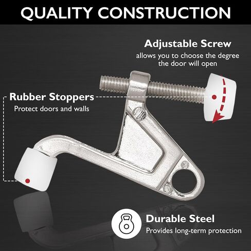 Jumbo Hinge Pin Door Stop Wall Protector with Rubber Tip, Design House Satin Nickel Adjustable Door Stoppers, 5-Pack, 181834 in Saudi Arabia