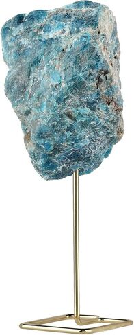 mookaitedecor Natural Blue Apatite Raw Rough Stone with Stainless Stand, Gemstone Specimen Healing Crystal Stone Display for Office Home Decor 6.7"-7.8" Tall in Saudi Arabia