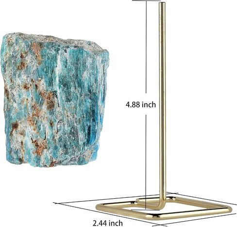 mookaitedecor Natural Blue Apatite Raw Rough Stone with Stainless Stand, Gemstone Specimen Healing Crystal Stone Display for Office Home Decor 6.7"-7.8" Tall in Saudi Arabia