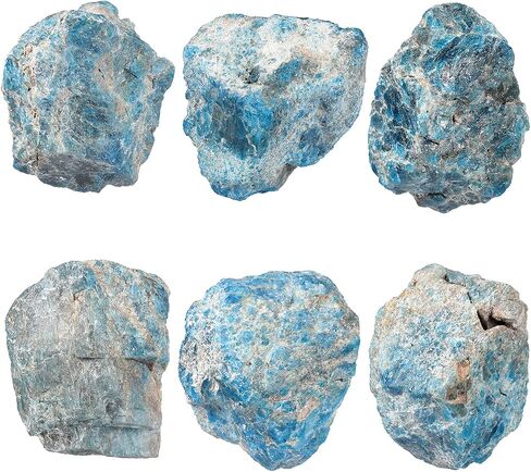 mookaitedecor Natural Blue Apatite Raw Rough Stone with Stainless Stand, Gemstone Specimen Healing Crystal Stone Display for Office Home Decor 6.7"-7.8" Tall in Saudi Arabia