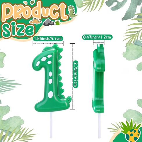 11 Pcs Green Number 4 Dinosaur Birthday Candles Set for Boy Birthday Cake Supplies Decoration Dinosaur Party Dino Theme Birthday Number Candle Cake Topper Decorations in Saudi Arabia