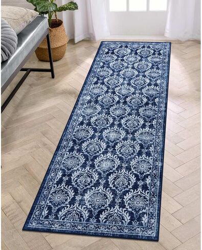 Vintage Entryway Rug 2x3, Washable Boho Small Bathroom Rugs, Soft Non-Slip Low Pile Indoor Door Mat, Non Shedding Farmhouse Distressed Throw Rug for Kitchen Doorway Bedroom, Gray in Kuwait
