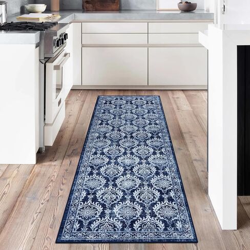 Vintage Entryway Rug 2x3, Washable Boho Small Bathroom Rugs, Soft Non-Slip Low Pile Indoor Door Mat, Non Shedding Farmhouse Distressed Throw Rug for Kitchen Doorway Bedroom, Gray in Kuwait