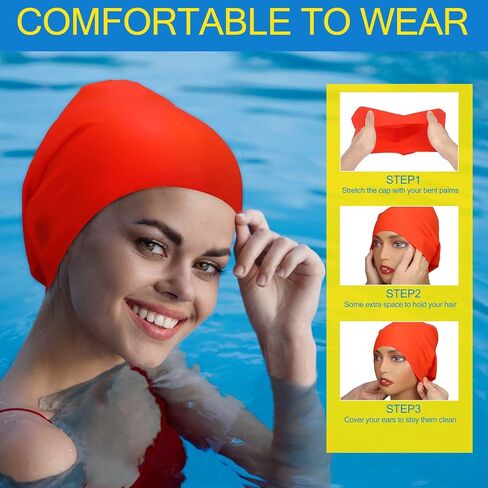 4 Pcs Extra Large Swim Cap for Braids and Dreadlocks Waterproof Swimming Caps Silicone Pool Swimming Cap for Long Hair Thick Extensions Curly Weaves Afros Women and Men, to Keep Hair Dry in Saudi Arabia
