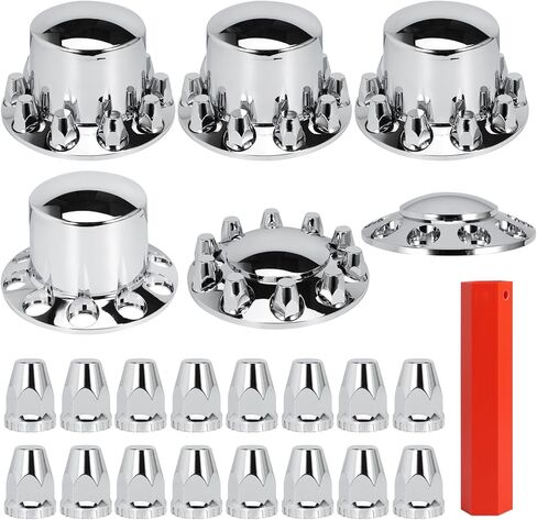 غطاء محور العجلة الأمامي والخلفي، غطاء محور 33 مم، أغطية صامولة لولبية لشاحنات Freightliner Kenworth Peterbilt Semi Trucks (مجموعة قبعات المحور القياسية) in Kuwait