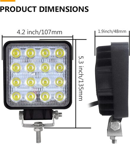 SKYWORLD 2Pcs 4inch 48W LED Pods Light Mini Work Light Bar Square Spotlights 6000K Driving Lamp for Car Truck Offroad Vehicles Truck ATV UTV SUV Tractor in Saudi Arabia
