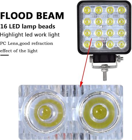 SKYWORLD 2Pcs 4inch 48W LED Pods Light Mini Work Light Bar Square Spotlights 6000K Driving Lamp for Car Truck Offroad Vehicles Truck ATV UTV SUV Tractor in Saudi Arabia