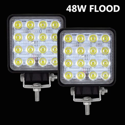 SKYWORLD 2Pcs 4inch 48W LED Pods Light Mini Work Light Bar Square Spotlights 6000K Driving Lamp for Car Truck Offroad Vehicles Truck ATV UTV SUV Tractor in Saudi Arabia