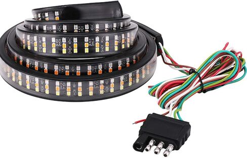 LED Tailgate Light Bar Triple Row, 60 Inch Tail Light Bar for Pickup Trailer SUV RV Van,Sequential Red Brake White Reverse Amber Turn Signal Strobe Light,No Drill Install in Kuwait