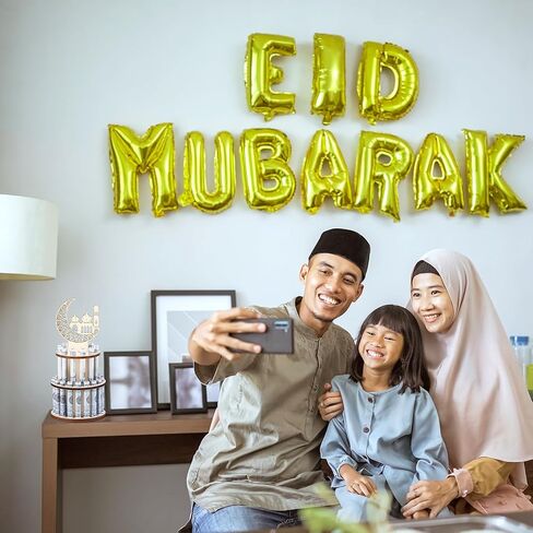 5 قطع من حاملات نقود رمضان عيد مبارك مع 25 فتحة هدايا رمضان ديكورات عيد مبارك ونجوم القمر وقلعة الفانوس وحاملات النقود لتزيين سطح الطاولة مبارك in Kuwait