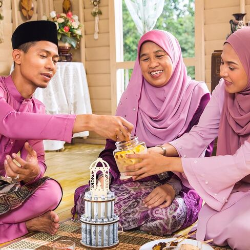 5 قطع من حاملات نقود رمضان عيد مبارك مع 25 فتحة هدايا رمضان ديكورات عيد مبارك ونجوم القمر وقلعة الفانوس وحاملات النقود لتزيين سطح الطاولة مبارك in Kuwait