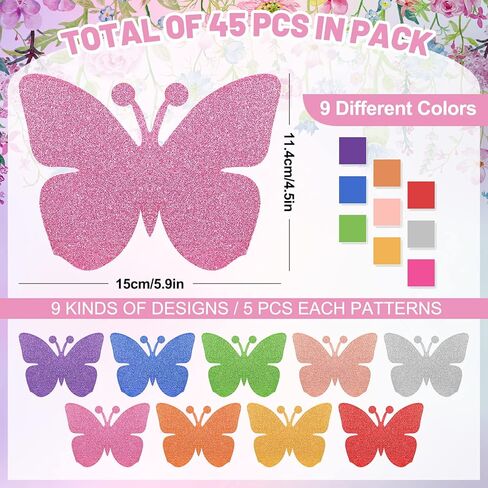 Whaline 45Pcs Christmas Tree Cutouts Glitter Pine Tree Shape Paper Cut-Outs Xmas Colorful Bulletin Board Decor with 100Pcs Glue Points for DIY Crafts Party Home Classroom in Kuwait