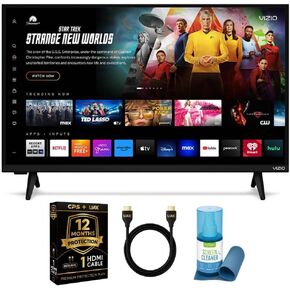 VIZIO 32-Inch 1080p Full HD Smart TV Bundle, Alexa Compatible, Bluetooth, HDR, HDMI VRR, ThinFrame Design w/UAX HDMI Cable, 12 Months CPS Protection, Screen Cleaner with Microfiber