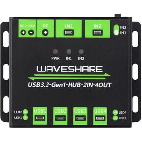 Industrial Grade USB 3.2 HUB, Switchable Dual Hosts, Multi Protections, Extending 4X USB Ports, 2 in 4 Out, Multi OS