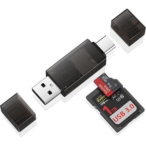 SD Card Reader,High-Speed USB C to Micro SD Card Adapter USB 2.0 Dual Slots,Memory Card Reader for SD/Micro SD/SDHC/SDXC/MMC,Compatible with iPhone 16Pro Max Samsung S25 A16 MacBook Pro/Air Chromebook