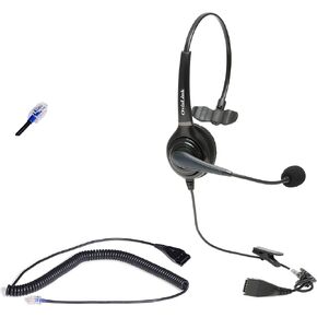 Call Center Headset Compatible with Mitel Phones | Noise Canceling, Premium Voice Quality, Adjustable, Rotatable Mic Boom | RJ9 Headset Quick Disconnect Included