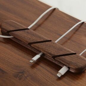 Walnut Solid Wood Cable Clips,Adhesive Cord Holder,Cable Management Cord Organizer, Charger Holders for Cords,Stick on Cord Keeper,USB Cable Bracket for Wall, Car, Office, Bedside Table