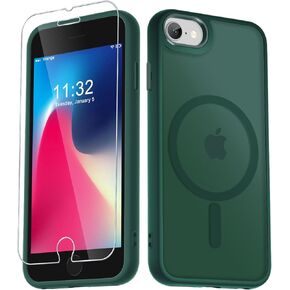 لحالة iPhone SE 2022 (3rd)/2020 (2nd) ، حالة iPhone 8/7 ، مع حامي شاشة واحد ، غطاء الهاتف المغناطيسي غير اللامع ، الدعم لـ Magsafe ، الحماية المضادة للمصدمة ،
