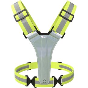LED Reflective Vest Running Gear, 5 Colors Lights Up Running Vest Rechargeable for Night Walking Running Cycling Jogging, Adjustable Size for Men Women Kids