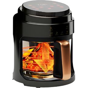 4.5QTGlass Air Fryers 6-in-1 Air Fryer Family Sized,Viewing Glass Potwith Odor Erase Technology Roasts, Broils, Dehydrates, Bakes & Reheats, 100+In-App Recipes 97% Less Oil (White)