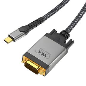 USB-C to VGA Adapter 3.3ft Cable,Plug & Play Type-C to VGA (15-Pin) Adapter with Metal Woven Shielding & Anti-Interference Ability,Projector,HDTV,Computer