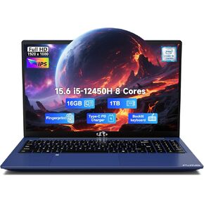 NIMO 15.6" FHD-IPS-Business-Laptop, 8 Cores Intel i5-12450H 16GB RAM 1TB SSD (Beat i7-11800H, Up to 4.4GHz) Backlit Keyboard Computer, 100W Type C Fingerprint WiFi 6 Numpad Win 11