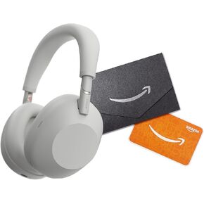 Sony WH-1000XM6 Noise Canceling Headphones in Platinum Silver and $30 Amazon Gift Card