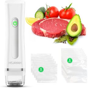 Vacuum Sealer for Food – Compact & Powerful with Visible Water Tank, 10 Reusable Vacuum Seal Bags – Portable Food Sealer for Freshness Preservation
