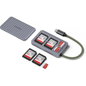 UGREEN USB C SD Card Reader with SD Card Storage, High-Speed Memory Card Reader Adapter with 4 Card Storage Case Holder for Cameras SD/Micro SD Card Compatible with iPhone 16 15, Samsung Galaxy etc