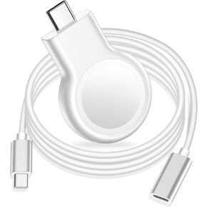 [3-in-1] Fast Apple Watch Charger, Portable Magnetic Charging USB Type C Cable [3.3FT/1M], Wireless Apple Watch Charger Compatible with iWatch Series Ultra/8/7/6/SE/SE2/5/4/3/2/1-White