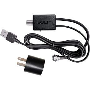 Jolt Switch USB in-Line Amplifier for TV Antenna - w/ 6 ft. USB Cable, Coaxial Cable, USB Power Adapter (Black)