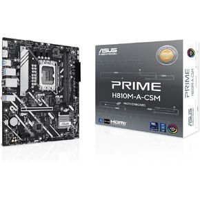 Prime H810MASUS Prime H810M-A-CSM Intel H810 LGA 1851 mATX Motherboard, 6+1+1+1 Discrete MOS, DDR5, PCIe 4.0, 2xM.2 Slots, Intel 1Gb Ethernet, DisplayPort, HDMI, USB 10Gbps,USB 5Gbps Type-C-A CSM