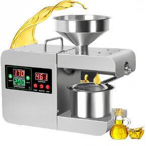 820W Electric Oil Press Machine, Full Stainless Steel Foldable Oil Extractor, Hot/Cold Press Oil Maker Machine with Intelligent Control & Display/Hopper/Filter for Peanut Soybean