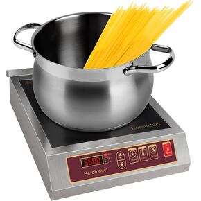Portable Induction Cooktop 208-240V 3500W Dual IGBT Modules Commercial hot plate and electric stove top burner with LCD sensor push-button（Black）