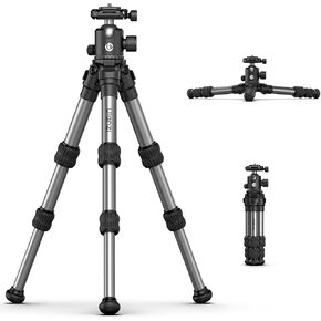 ULANZI TT30 Travel Ultra Portable Camera Tripod w Panorama Ball Head, Professional Aluminum Tabletop Mini Tripod for Mirrorless Camera/DSLR/Phone, Folded Size 11.8" 1.8lbs Ultralight, with Bag
