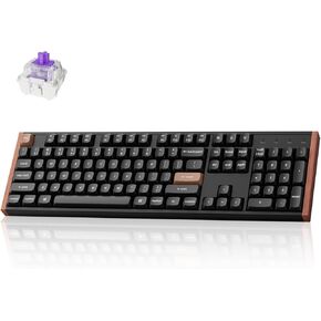 Keychron K10 HE Hall Effect Keyboard Wireless, Magnetic Switch Hot Swappable, Adjustable Actuation Rapid Trigger Mode with Aluminum + Wood Frame, Full-Size Custom RGB for Mac Windows Linux - Black