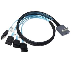 JMT PCIE Oculink-Compatible SAS SFF-8611 4i 90° to 4* SATA 7P Server Super Speed Cable Data Transfer Extension Cable (50cm)