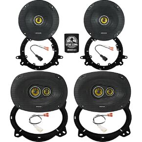 KICKER Speakers 6X9 & 6.5 inch for Toyota Tacoma 2019-2022 Upgrade Kit - 2 Pairs of CS Series with Adapters and Harness, Car Audio Front & Rear Door Speaker CSC693, 46CSC6934 & CSC65, 46CSC654