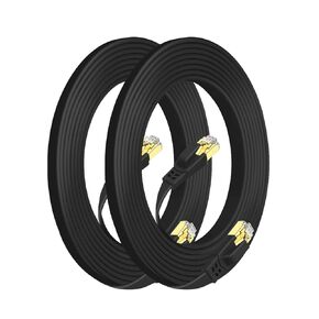 HUO JI 2-Pack Cat8 Ethernet Cable 6FT - 40Gbps 2000MHz High Speed LAN Cable with Gold-Plated Connectors Shielded for Indoor/Outdoor Use，2-Pack