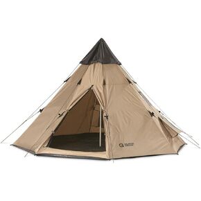 Guide Gear 10' x 10' Teepee Tent for Adults Outdoor Camping, 2-Person, Instant Easy Set-Up Waterproof 4-Season Tents for Backpacking, Hiking