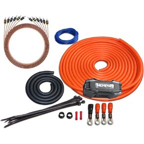 Memphis Audio 0GKIT 0-Gauge Amp Install Kit with ANL Fuse Holder with One 250A Fuse, and A Pair of ETP-17 17-Foot RCAs