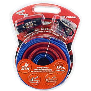 Audiopipe PK-2100SX Car Amp Installation Kit with Plugs, Cables, and Ties for 2100 Watt Power to Vehicle Amplifier, Subwoofer, Stereo, and Speaker Systems